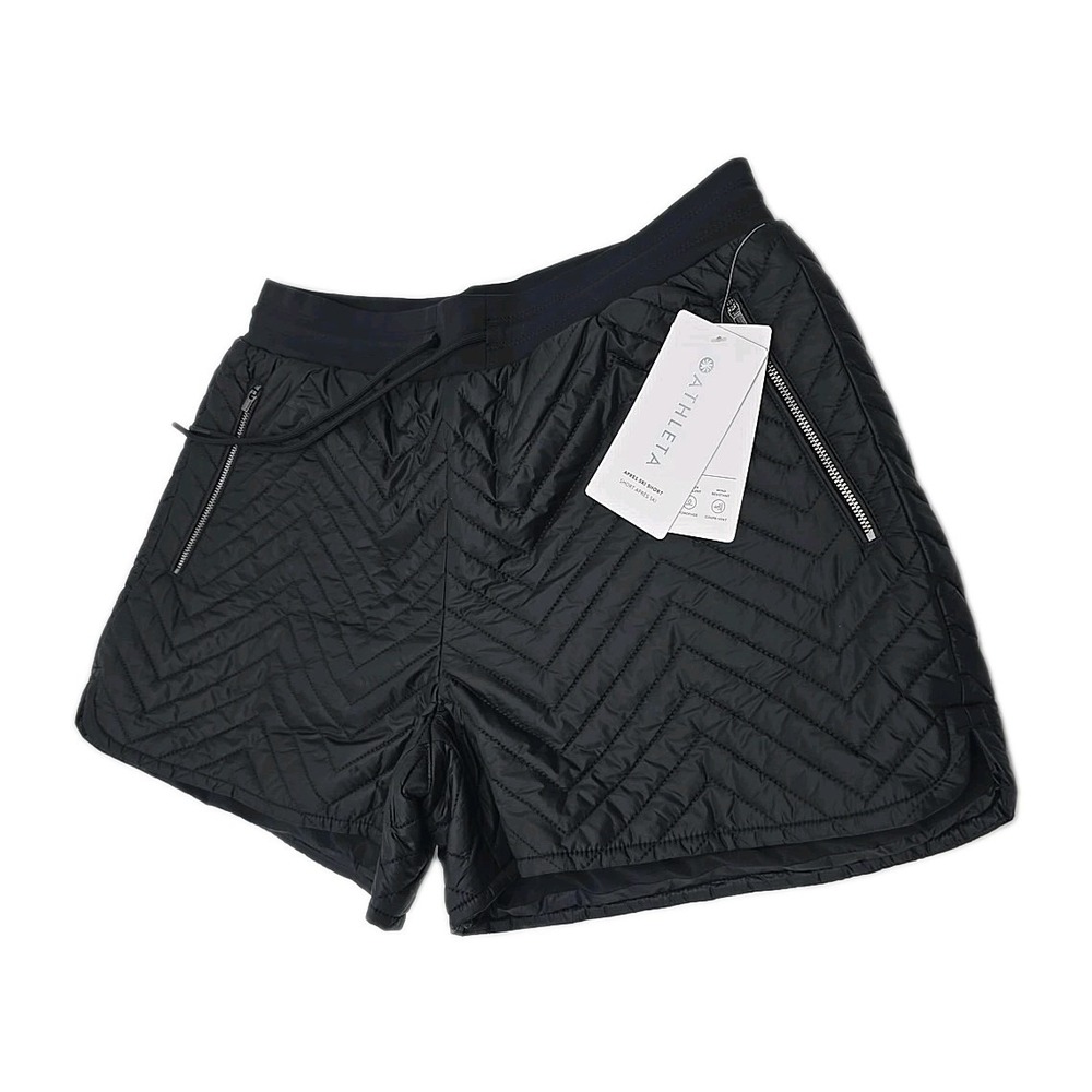 NWT MSRV $89 Size 8 Athleta Black Apres Quilted Ski‎ Short Cold Weather #467120